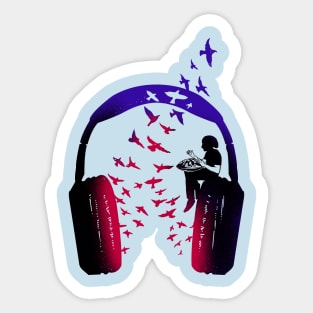 Headphone Music Hang Drum Sticker